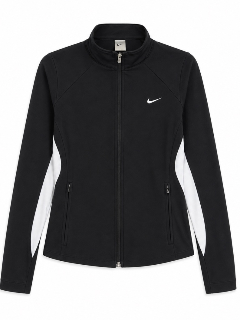 Vintage Nike Black Fitted Running Jacket w White Accents β Size Medium EUC